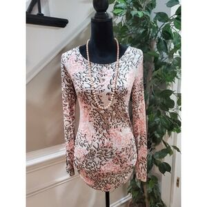 Dana Buchman Women's Multicolor Rayon Round Neck Long Sleeve Casual Top Blouse S